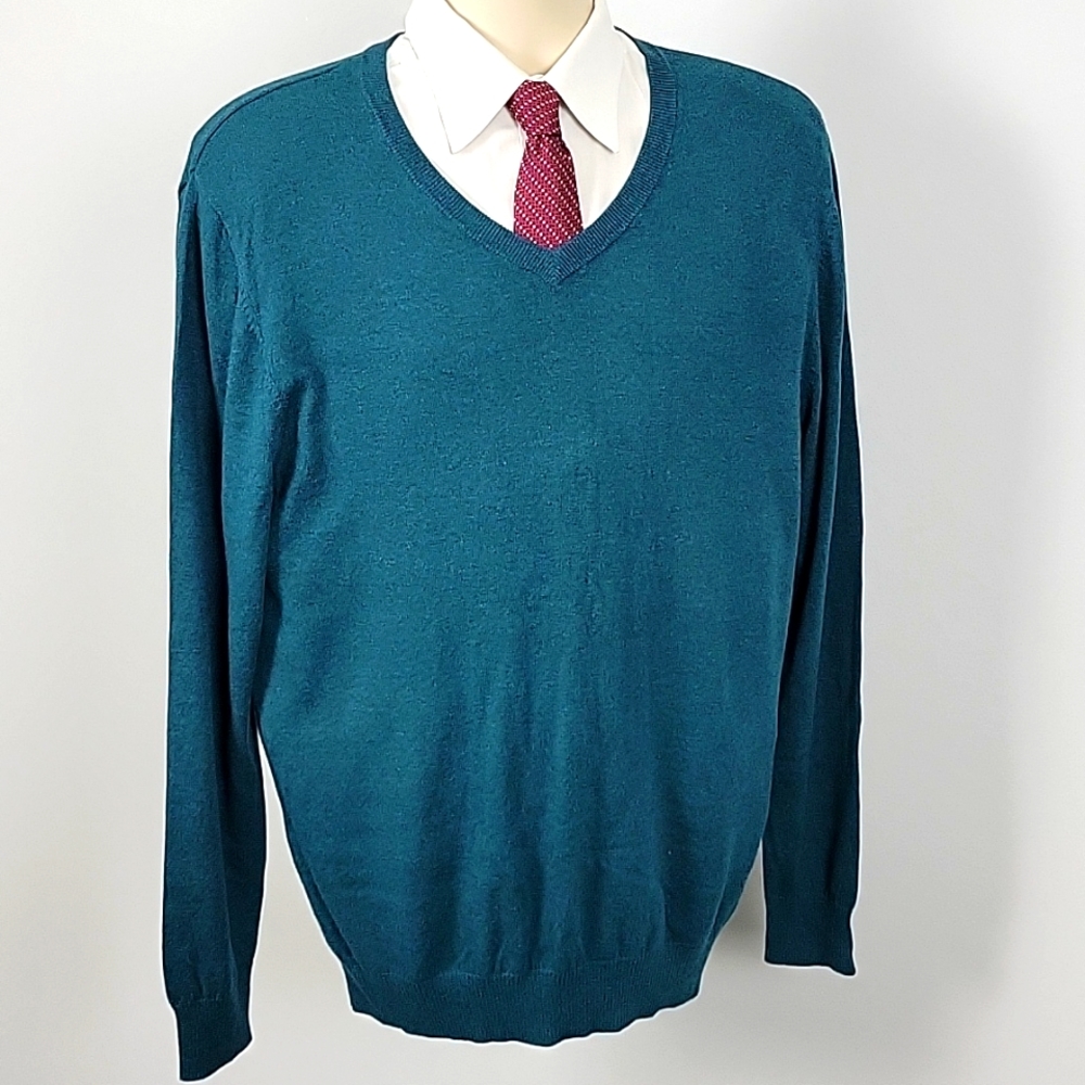 Old Navy Men's V-Neck Sweater (L) - Turquoise